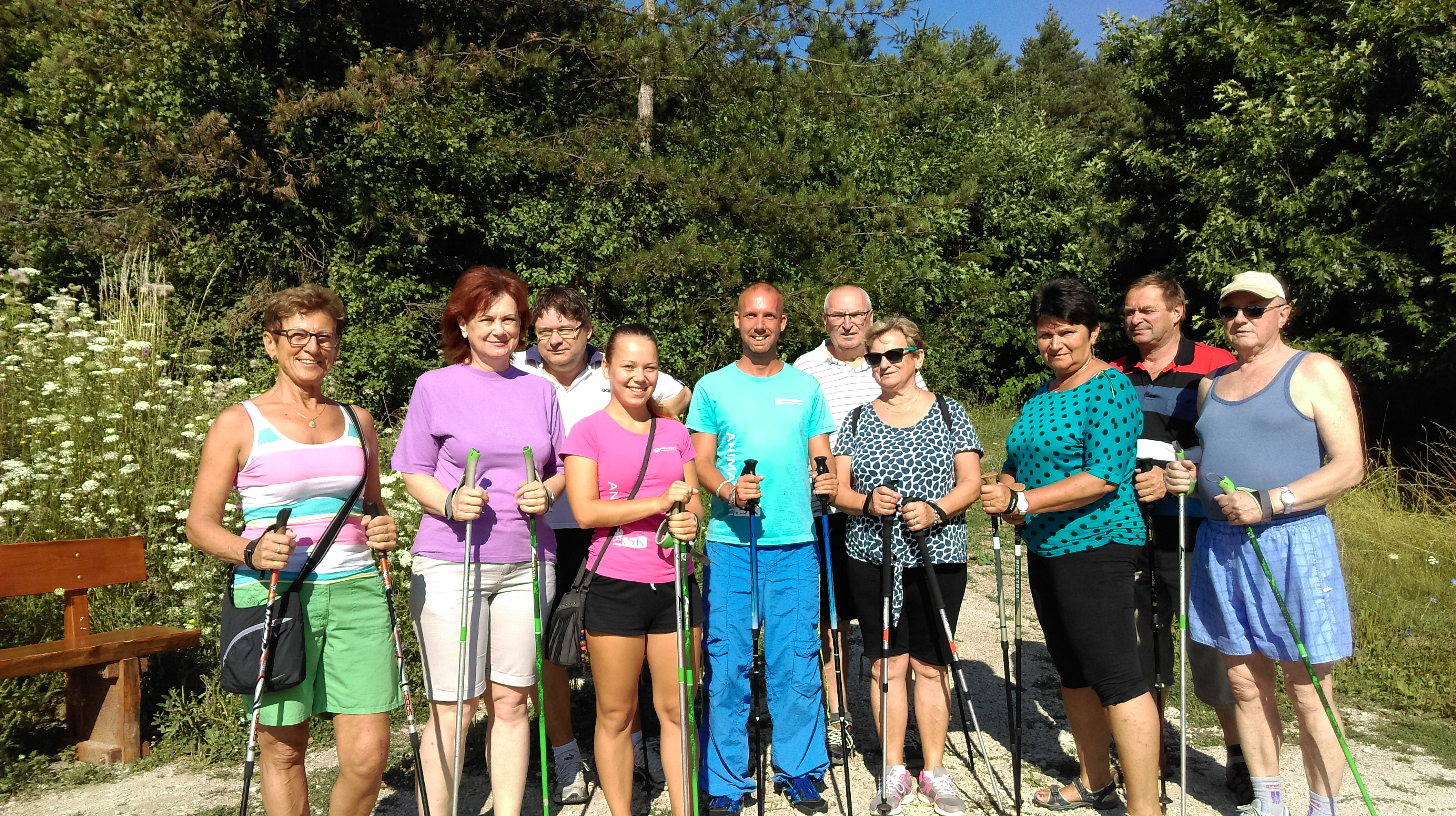 Nordic walking s animátormi (Tomáš a Marcelka - kúpele Dudince 2016)